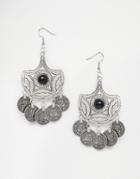 Reclaimed Vintage Statement Coin Earrings - Silver