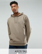 Asos Tall Oversized Half Zip Hoodie In Brown - Brown