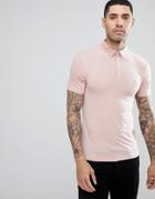 Process Black Plain Stretch Polo Shirt - Pink
