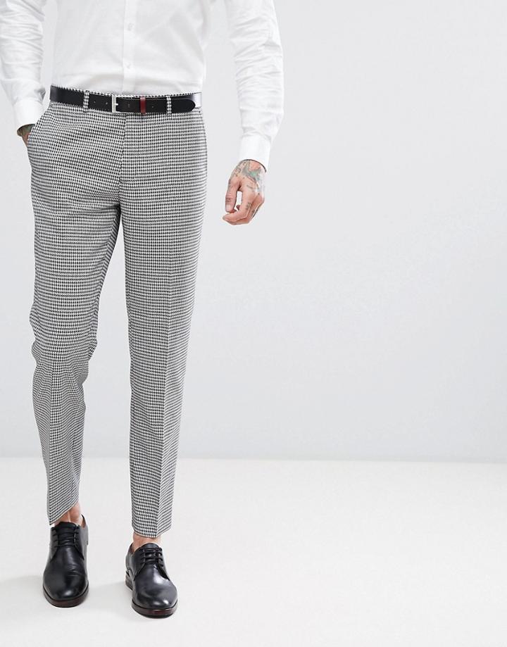 Harry Brown Slim Fit Dog Tooth Suit Pants - Black
