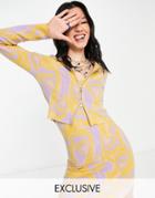 Reclaimed Vintage Inspired Knit Hoodie In 70s Heart Print - Part Of A Set-multi