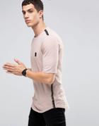 Religion Longline T-shirt With Ladder Seam Detail - Pink