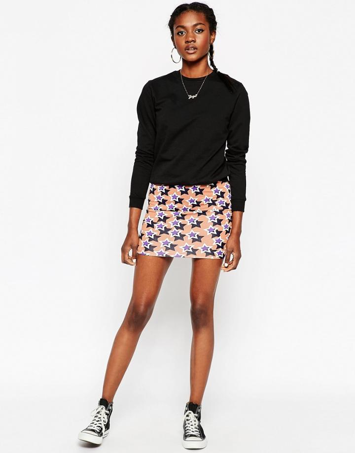 Asos Mini Body-conscious Skirt In Star Print - Print