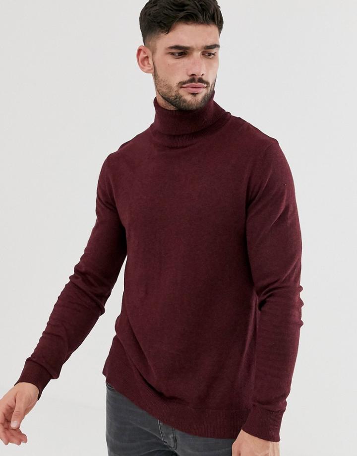 Jack & Jones Essentials Knitted Roll Neck Sweater-red