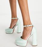 Asos Design Wide Fit Priority Platform High Heeled Shoes In Jacquard-multi
