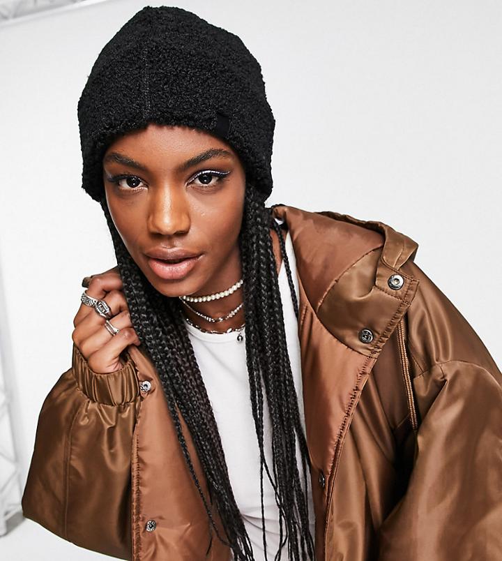 Collusion Unisex Fleece Fisherman Beanie In Black