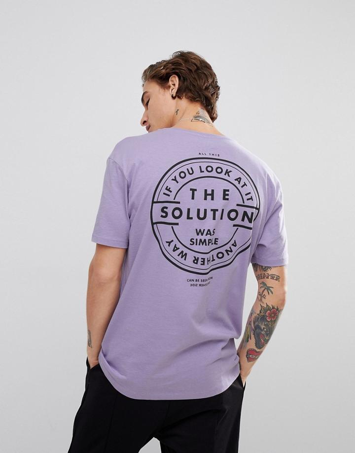 Bershka Solution Slogan T-shirt In Lilac - Purple