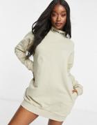 Sixth June Oversized High Neck Sweatshirt Dress With Logo Detail-neutral