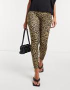 River Island Leopard Print High Waisted Leggings In Brown