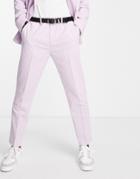 Topman Slim Suit Pants In Lilac Crepe-purple