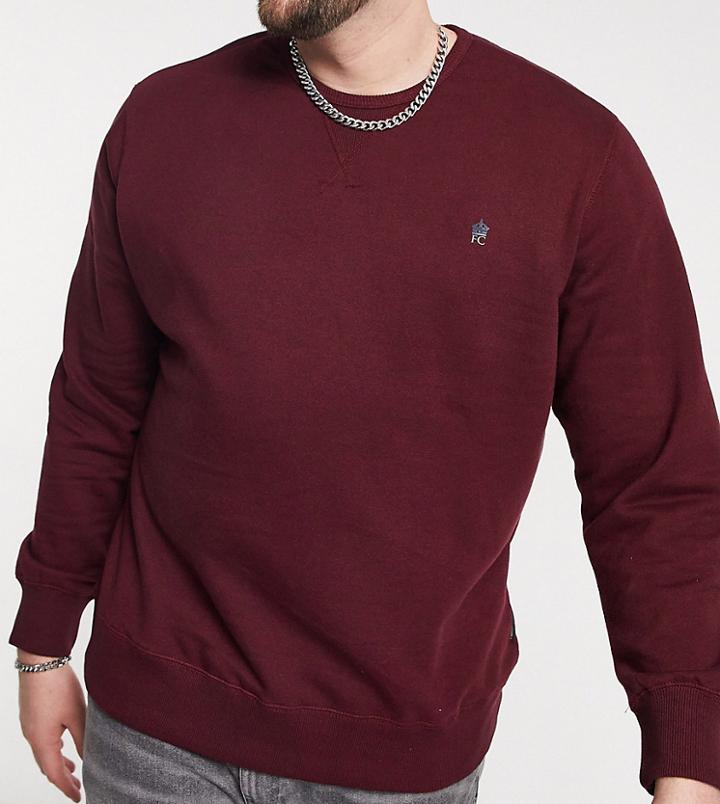 French Connection Plus Sweatshirt With Logo In Burgundy-red