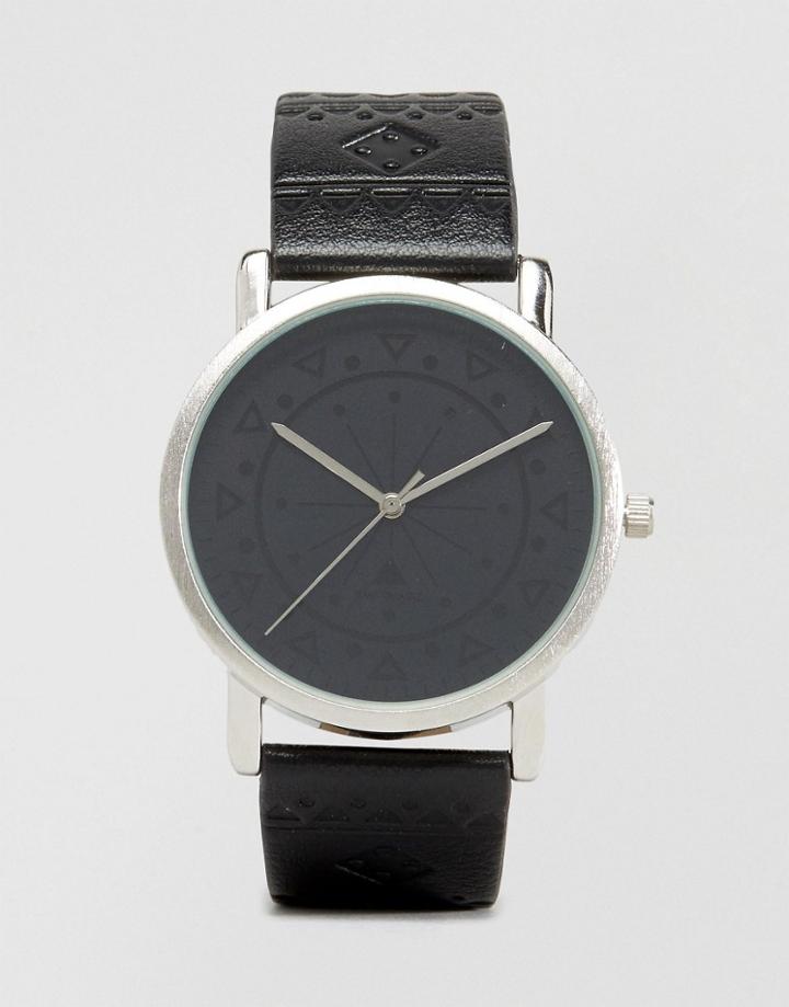Asos Aztec Watch In Black - Black