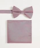Asos Design Satin Bow Tie & Pocket Square Pack In Dusty Rose Pink