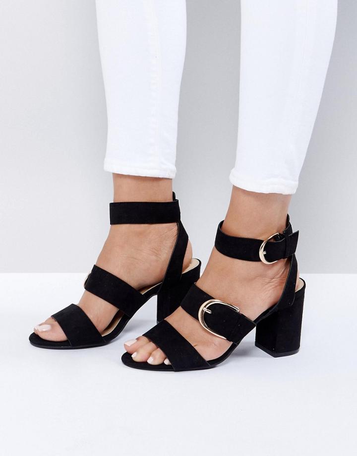 New Look Buckle Detail Heeled Sandal - Black