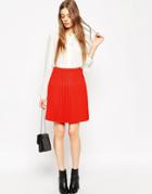 Asos Skirt With Graduated Pleats - Red