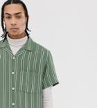 Noak Striped Revere Shirt In Mint - Green