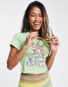 Asos Design Shrunken T-shirt With Ombre Graphic Print In Green