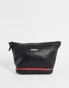Bolongaro Trevor Leather Contrast Piping Toiletry Bag In Black