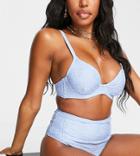 Peek & Beau Fuller Bust Exclusive Recycled Polyester Underwire Bikini Top In Blue Broderie Anglaise-blues