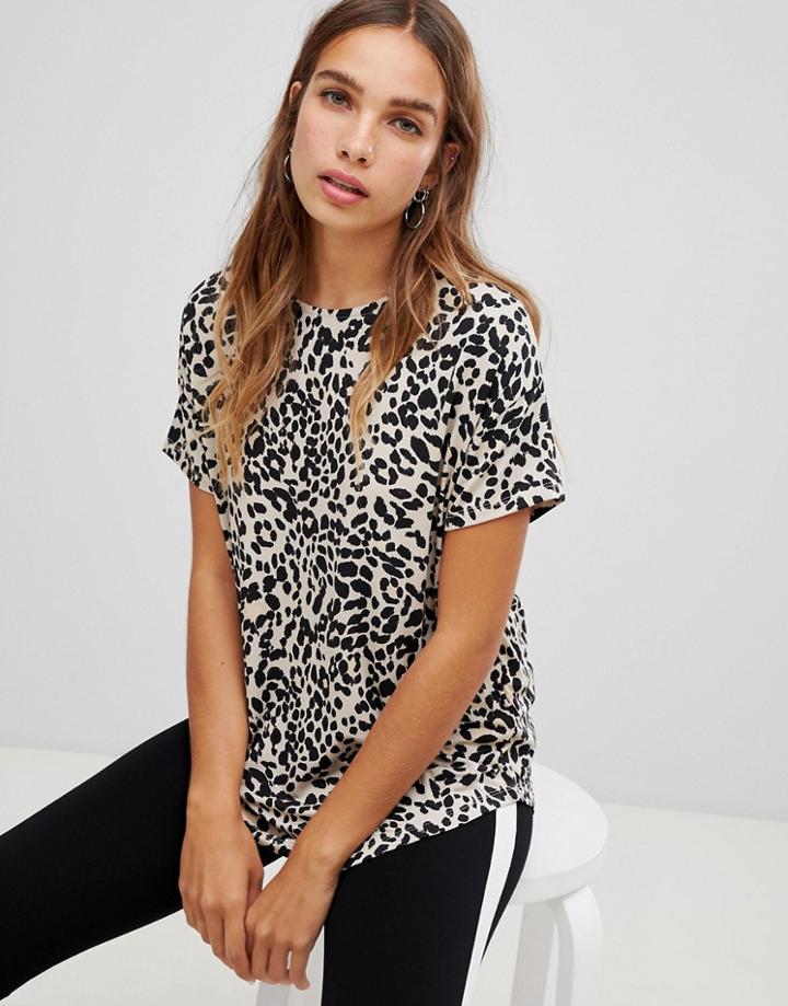 New Look Leopard Print Tee - Brown