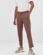Asos Design Skinny Crop Smart Pants In Brown Check