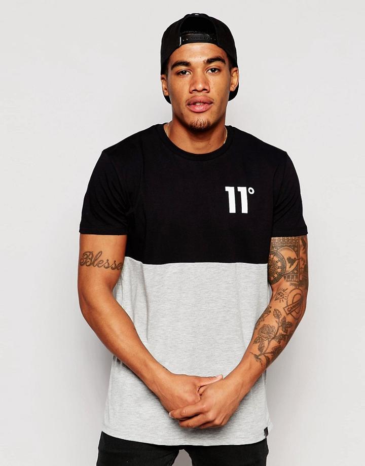 11 Degrees T-shirt With Logo - Black