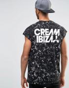 Asos Cream Ibiza Longline Sleeveless T-shirt In Oversized Fit