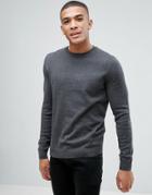New Look Crew Neck Sweater In Dark Gray - Gray