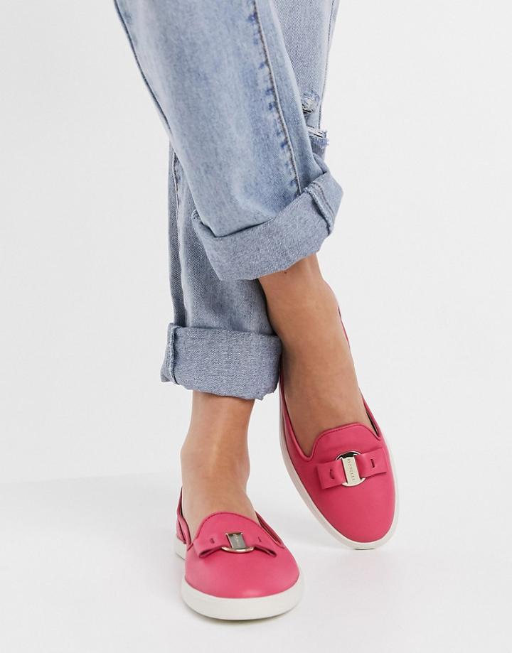 Fiorelli Mia Leather Loafers In Fuchsia-pink