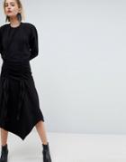 Asos White Ruched Sweat Dress With Shoulder Pads-gray