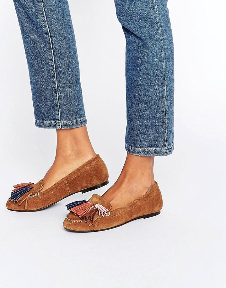 Asos Myla Suede Tassel Flat Shoes - Tan