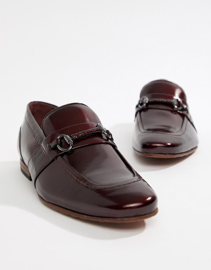 Ted Baker Paiser Embossed Loafers In Patent Burgundy Leather - Red