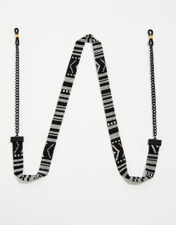 Asos Sunglasses Chain In Black Woven Pattern - Black