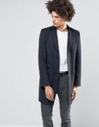 Gianni Feraud Premium 80% Italian Melton Wool Coat With Velvet Collar - Black