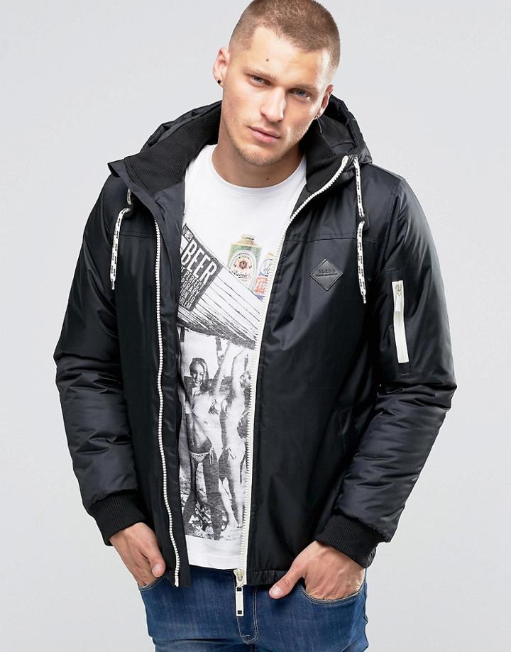 Blend Hooded Parka Jacket Black - Black