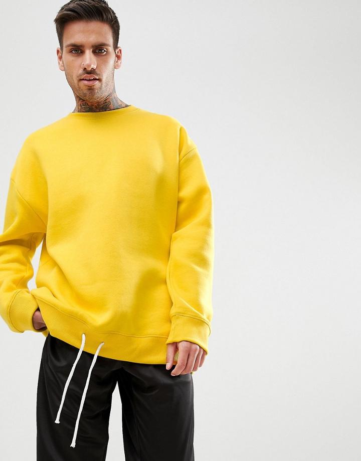 Boohooman Oversized Sweat In Yellow - Yellow