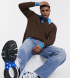 Collusion Ribbed Polo Sweater In Brown