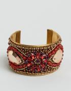 Asos Embellished Stone Cuff Bracelet - Red