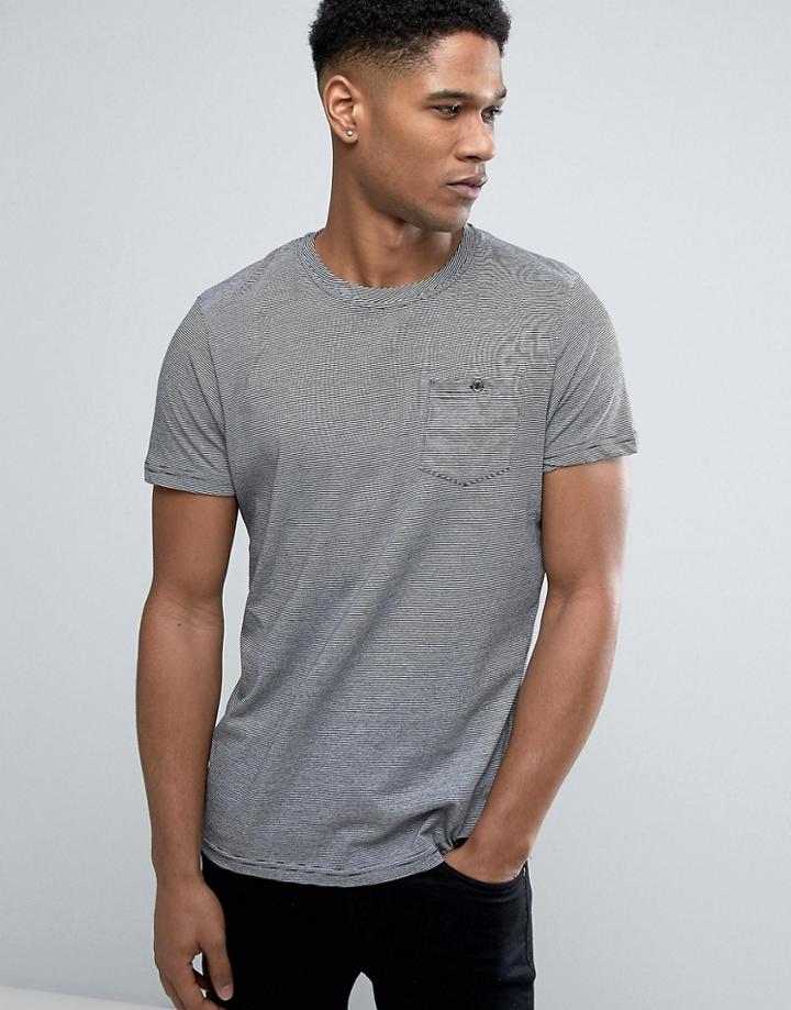 Brave Soul Fine Yarn Dye Stripe T-shirt - Black