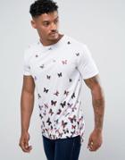 Good For Nothing Muscle T-shirt In White With Butterfly Print - White