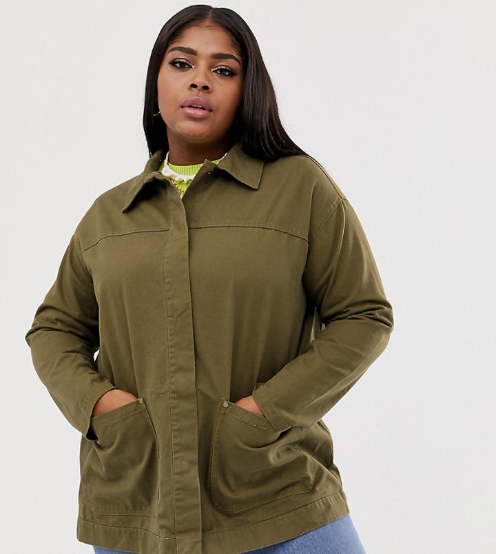Asos Design Curve Utility Washed Cotton Jacket-stone