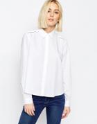Asos Trapeze White Shirt With Lace Insert - White