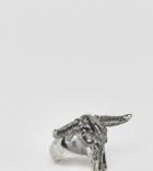 Sacred Hawk Rams Head Ring - Silver
