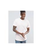 Pull & Bear Longline T-shirt In Pink With Curved Hem - Pink