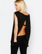 Dr Denim Olga Open Back Top With Foil Front - Black