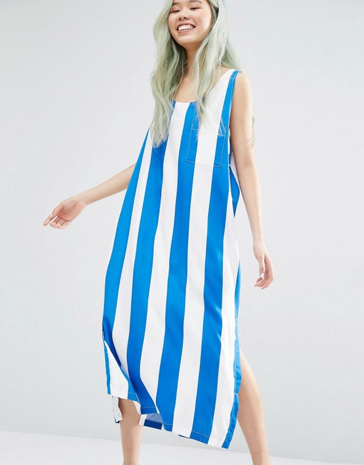 Weekday Block Stripe Dress With Slits - Multi