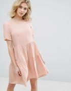 Vero Moda Tiered Ruffle Smock Dress - Pink