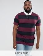 Asos Plus Muscle Block Stripe Rugby Polo - Multi