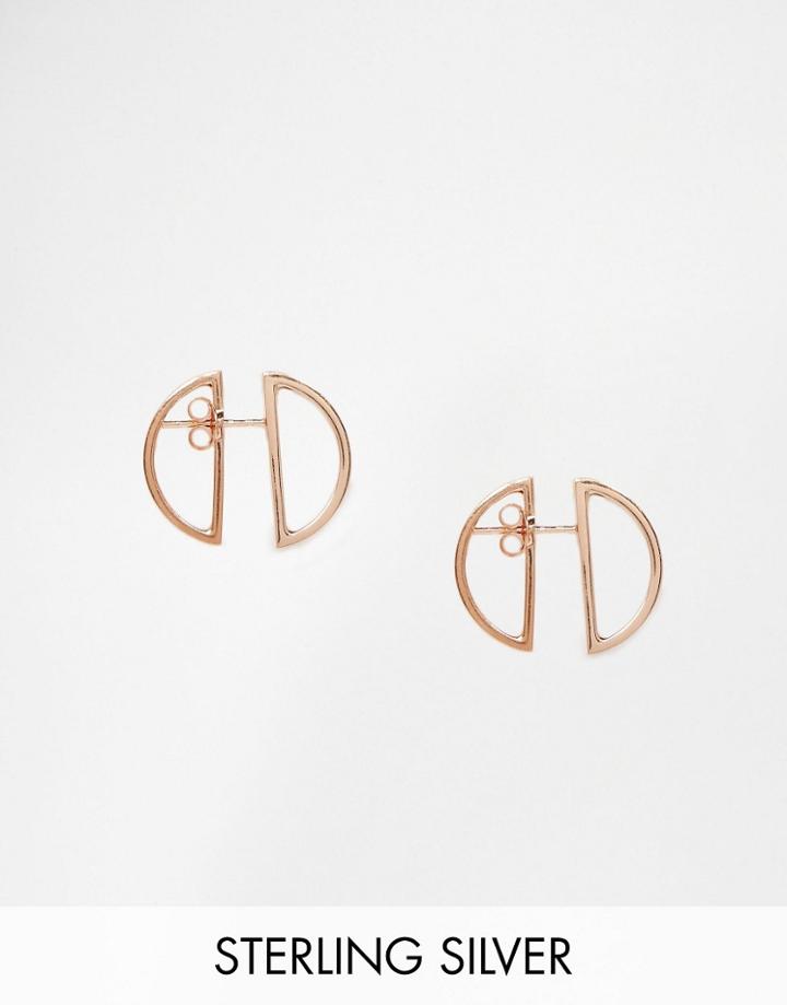 Asos Rose Gold Plated Sterling Silver Semi Circle Hoop Earrings - Rose Gold