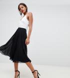 Asos Design Tall Pleated Midi Skirt-black